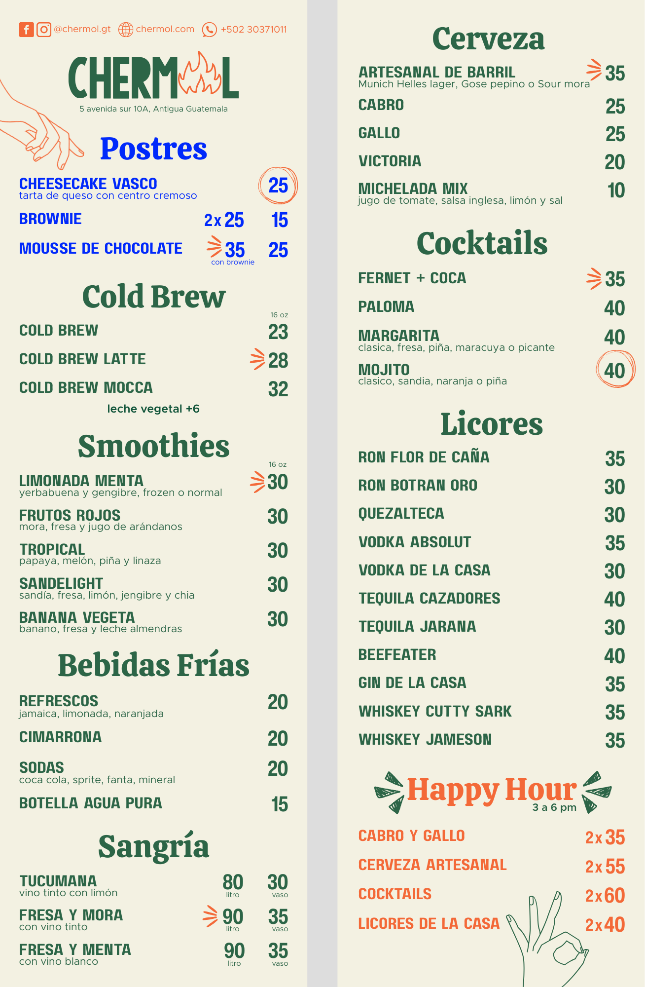 menu version side B